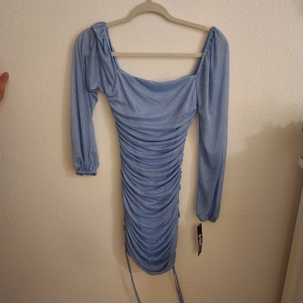 Jump Shimmering Blue Long Sleeve Dress